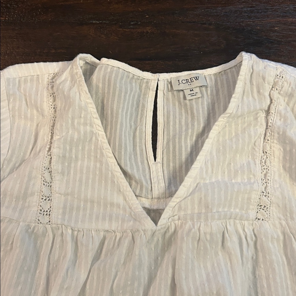 J. Crew White Cotton Peasant Top - Picture 2 of 9